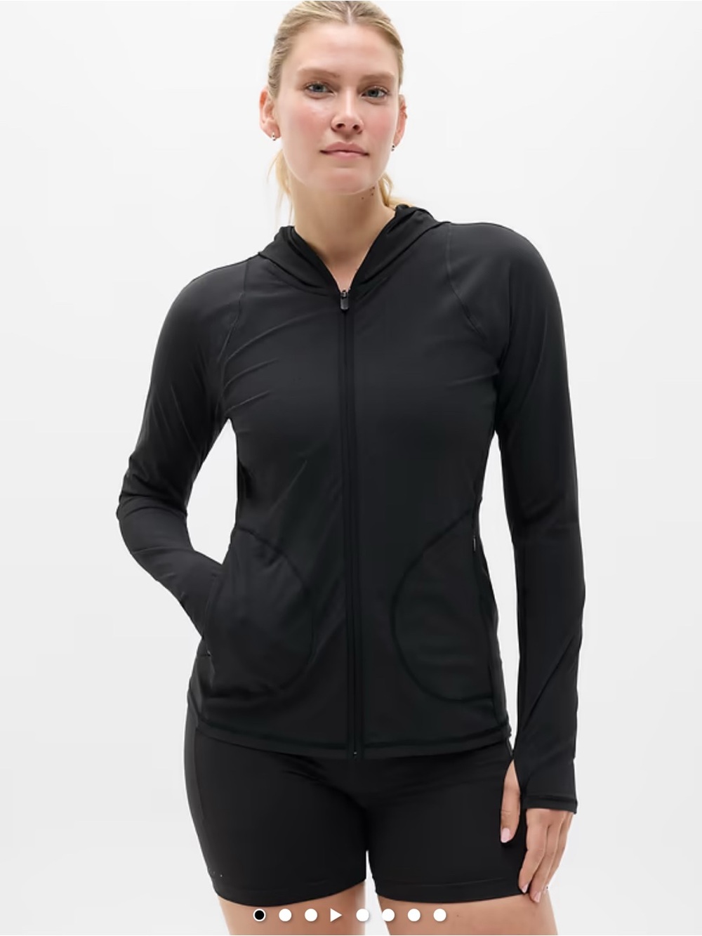 ATHLETA Black SUNSTOP UPF Jacket Zip Closure Lightweight Long Sleeve Size L